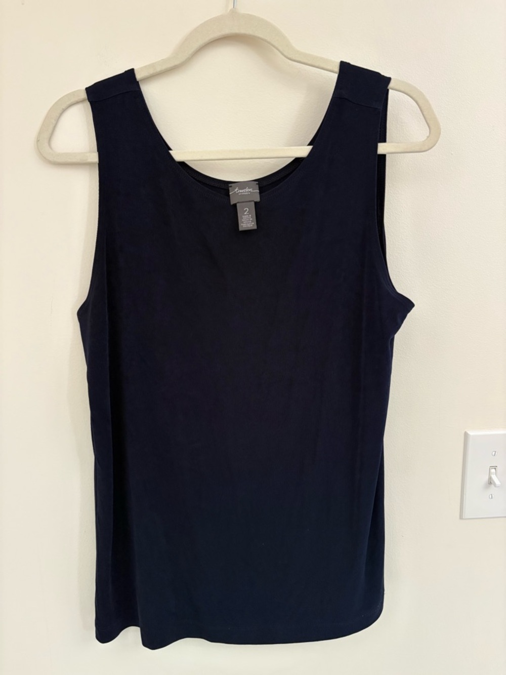 Chico’s Travelers Collection Navy Blue Tank Top Size 2 (12-14) no iron travel